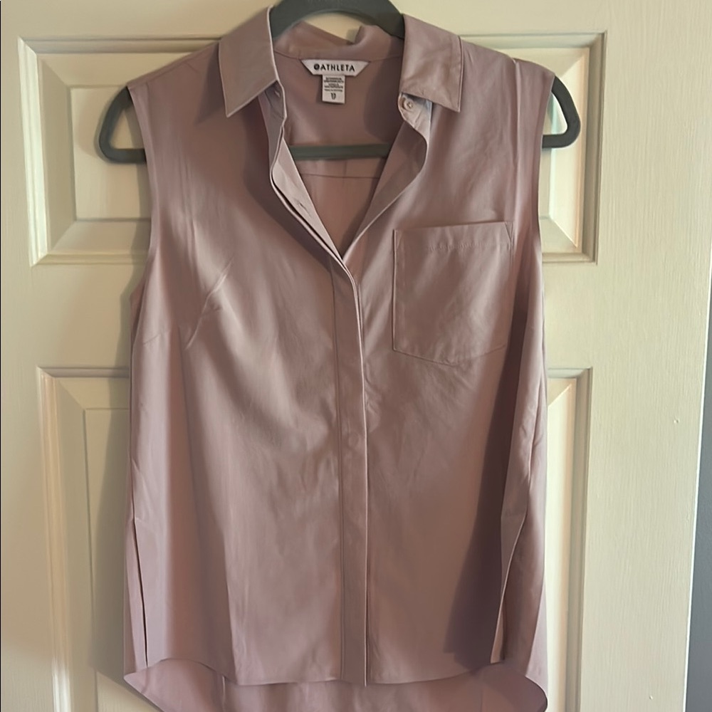 Athleta Pink Sleeveless Button Down Shirt